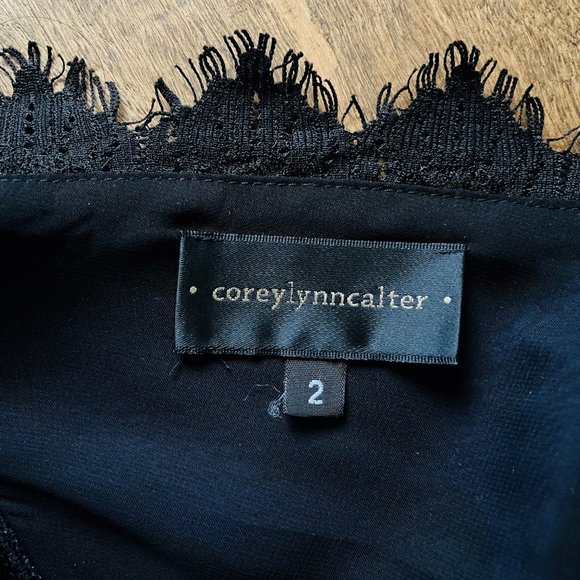 Corey Lynn Calter Blue Black Polka Dot Open Back Sleeveless Dress w/ Lace Edge - Picture 10 of 11